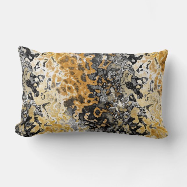 Coussin Rectangle Abstrait gris et jaune (Recto)