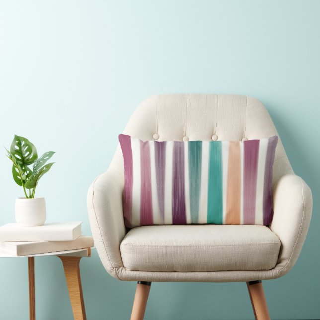 Coussin Rectangle Abstrait Marsala violet Turquoise Brush strokies (Chaise)