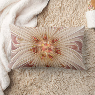 Coussin Rectangle Abstrait Moderne Peach Pastel Flower Fractal Art