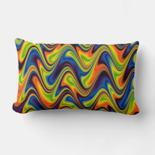 Coussin Rectangle Abstrait Multicolore Ondulé