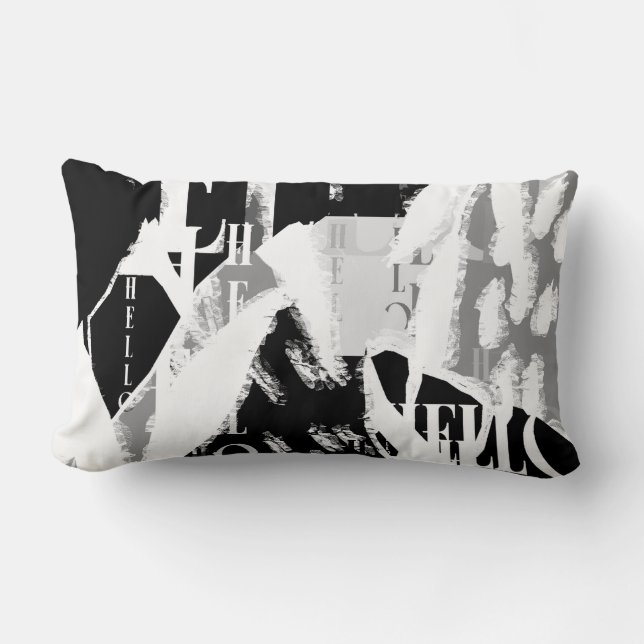 Coussin Rectangle Abstrait noir blanc gris (Recto)