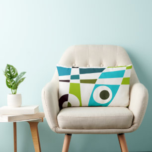 Coussin Rectangle Abstrait Surf Olive Blue Turquoise Planner
