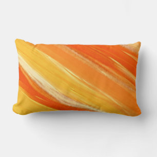 Coussin Rectangle Abstraite Diagonale Orange et Jaune Frappe