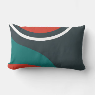 Coussin Rectangle Abstraite ligne bleue rouge blanc