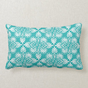 Coussin Rectangle Accent décoratif antique de motif turquoise blanc