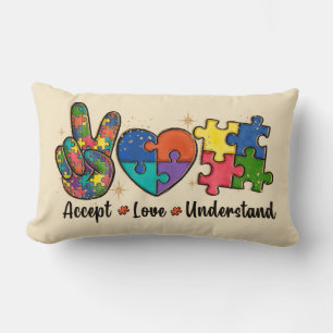 Coussin Rectangle Accepter l'amour comprendre - Coeur de Sensibilisa