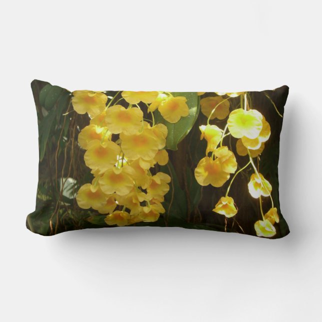 Coussin Rectangle Accrocher les orchidées jaunes Fleurs tropicales (Recto)