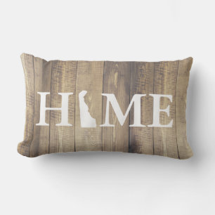 Coussin Rectangle Accueil État Delaware Rustic Wood Nom de famille