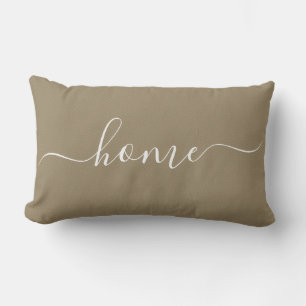 Coussin Rectangle Accueil Marron Blanc Citation Chic Calligraphie Ty