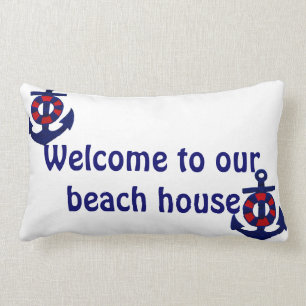 Coussin Rectangle Accueil nautique d'Ancres à notre Chambre de plag