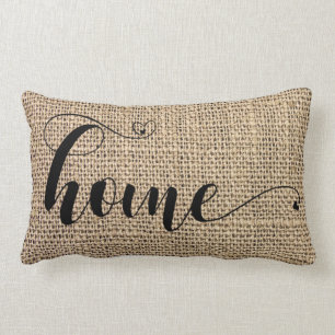 Coussin Rectangle Accueil Rustique Burlap Pays Coeur manuscrit Chic
