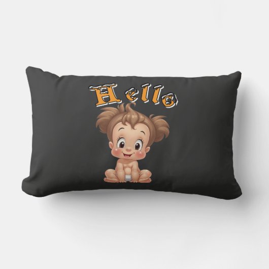 Coussin Rectangle Adorable Cartoon Baby Sitting Cheerfully with Cute (Recto)