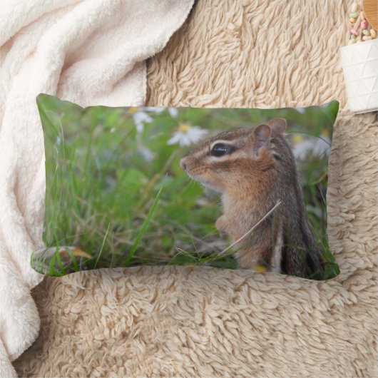 Coussin Rectangle Adorable Chipmunk en fleurs (Couverture)