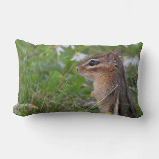 Coussin Rectangle Adorable Chipmunk en fleurs (Recto)