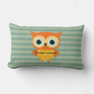Coussin Rectangle Adorable hibou jaune lignes vertes enfants Lancer