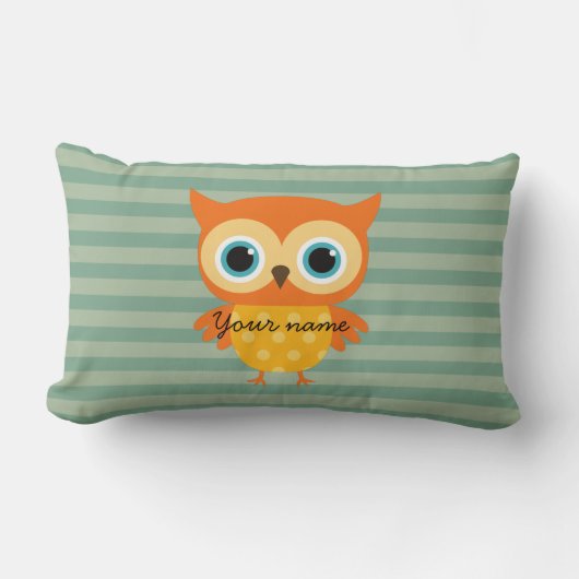 Coussin Rectangle Adorable hibou jaune lignes vertes enfants Lancer (Recto)