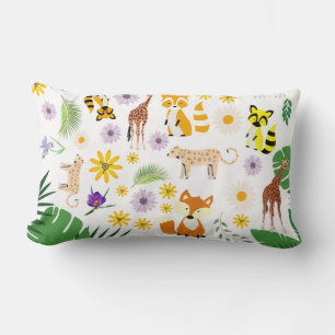 Coussin Rectangle Adorable mignon bébé animaux nursery safari blanc