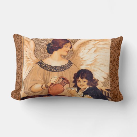 Coussin Rectangle Affiche Antique d'Ange au Chocolat Français : Art (Recto)