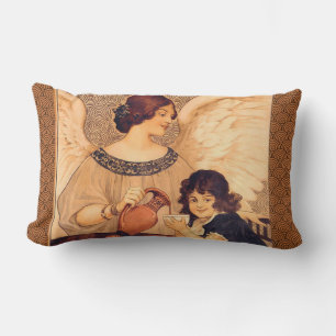 Coussin Rectangle Affiche Antique d'Ange au Chocolat Français : Art