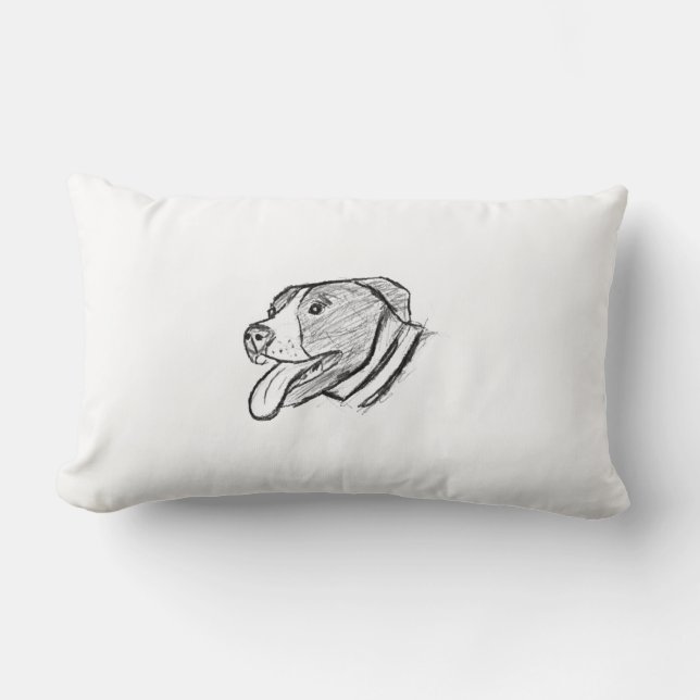 Coussin Rectangle affiche de pitbull dessinée à la main pour amateur (Recto)