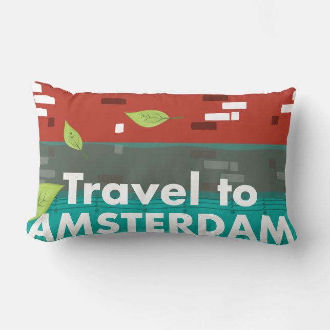 Coussin Rectangle Affiche vintage de voyage à Amsterdam (Recto)