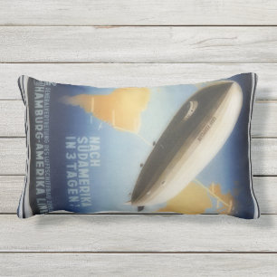 Coussin Rectangle Affiche vintage de voyage de Graf Zeppelin