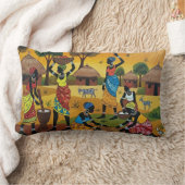 Coussin Rectangle African women at work Throw Cushion (Couverture)
