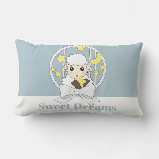 Coussin Rectangle Agneau bleu bleu Retro Pastel (Recto)