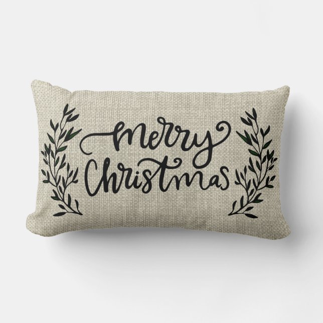 Coussin Rectangle Agritourisme rustique Laurel Joyeux Noël (Recto)
