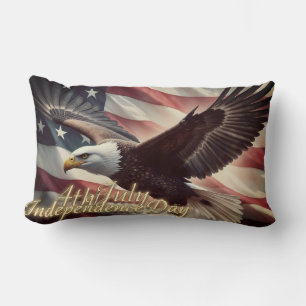 Coussin Rectangle Aigle du 4 juillet avec drapeau américain