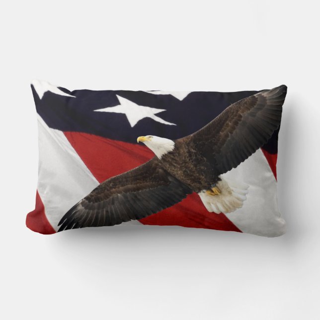 Coussin Rectangle Aigle et drapeau américain (Recto)