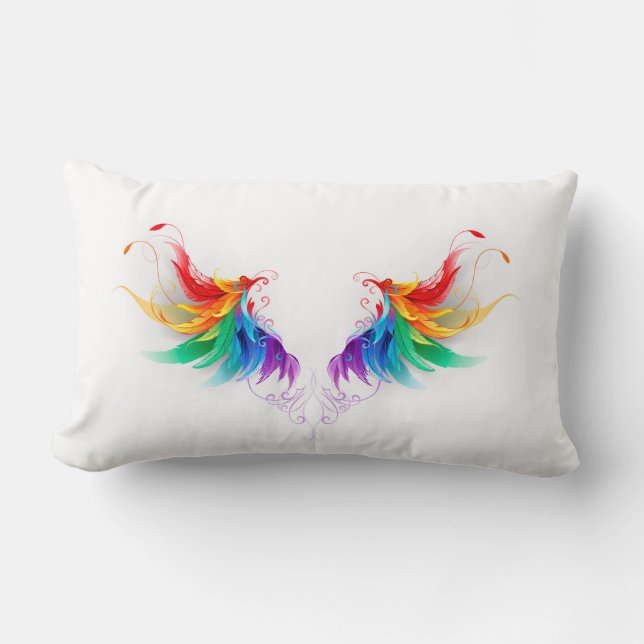 Coussin Rectangle Ailes arc-en-ciel douces (Recto)