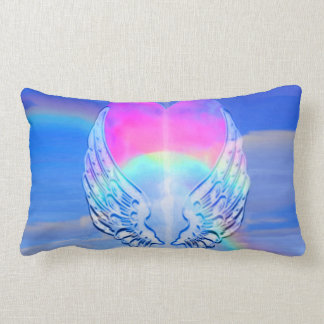 Coussin Rectangle Ailes d'ange enroulées autour d'un coeur