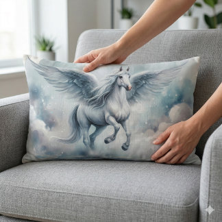 Coussin Rectangle Ailes de Pégase blanc Douce Rêverie de ciel bleu