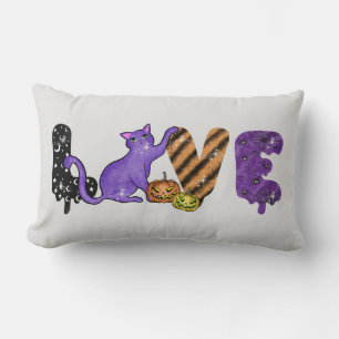 Coussin Rectangle Aimer avec un chat mignon pour Halloween