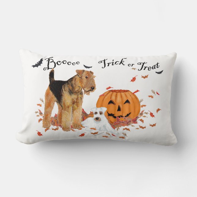 Coussin Rectangle Airedale Terrier Halloween (Recto)