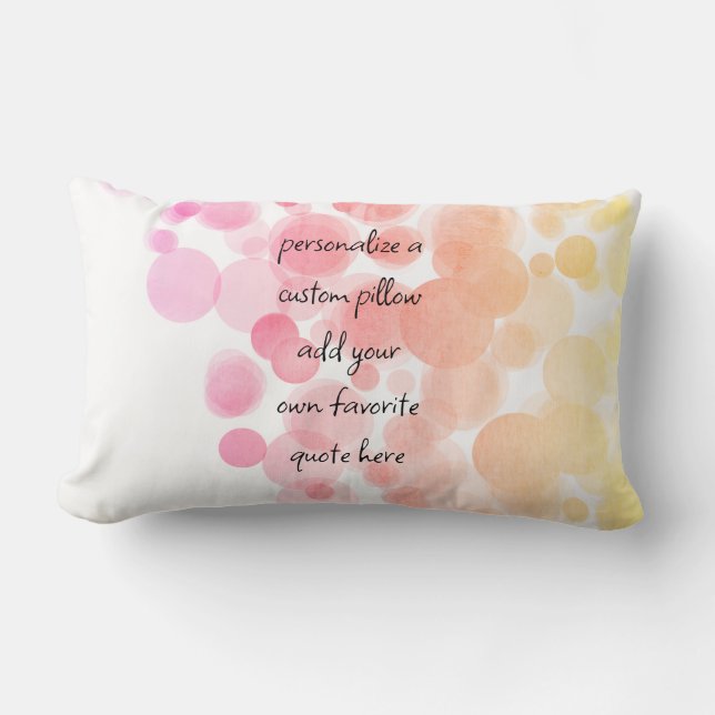 Coussin Rectangle ajouter du texte bulles rose et jaune déco personn (Recto)