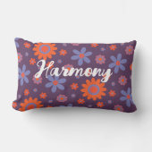 Coussin Rectangle Ajouter un nom Fleurs Joyeuses Rétro les années 70 (Recto)