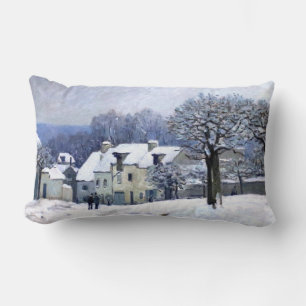 Coussin Rectangle Alfred Sisley Place du Chenil à Marly, neige