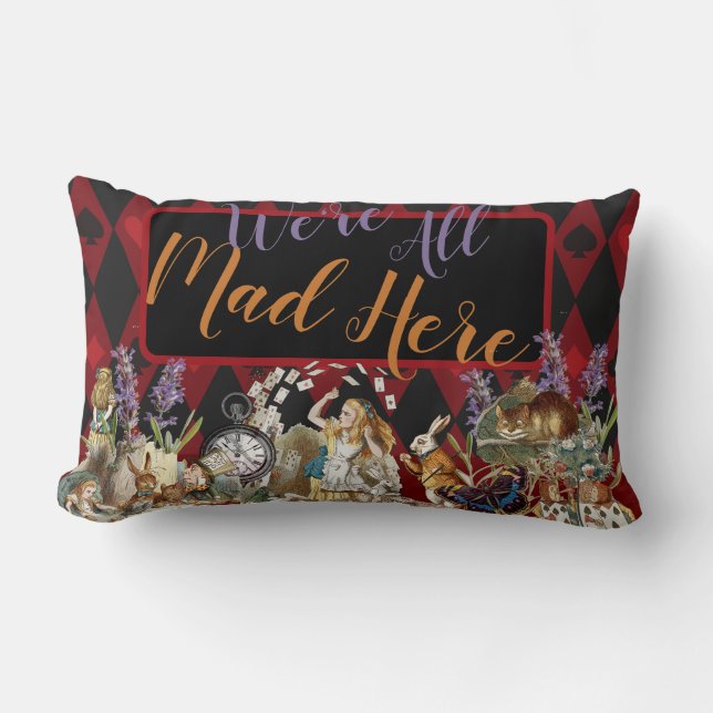 Coussin Rectangle Alice Aventures avec le Chat de Cheshire Fou du Pa (Recto)