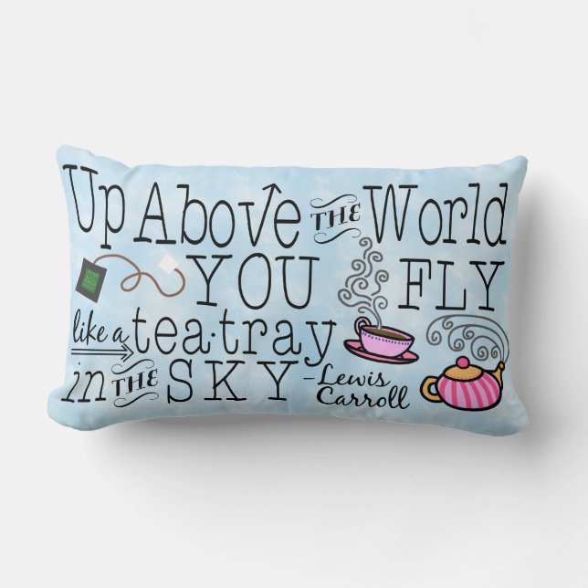 Coussin Rectangle Alice dans la citation lunatique de Carroll de thé (Recto)