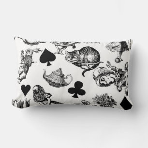 Coussin Rectangle Alice White Rabbit Wonderland Cheshire Cat