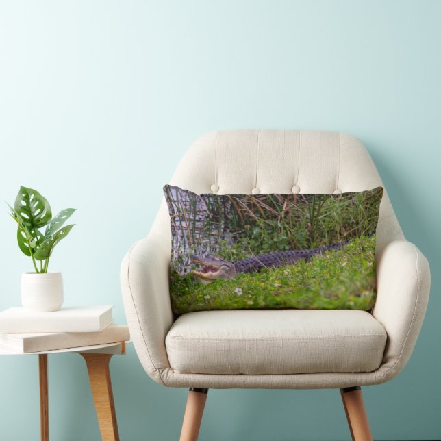 Coussin Rectangle Alligator dans les prairies des zones humides de F (Chaise)