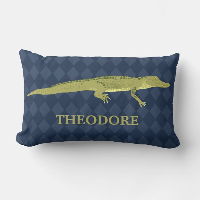 Coussin Rectangle Alligator Vert Réaliste Graphique Personnalisé (Recto)