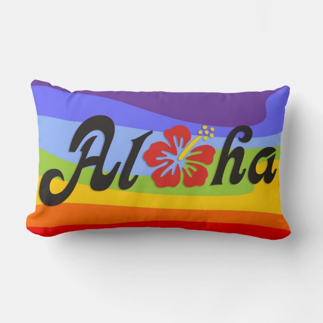 Coussin Rectangle Aloha Hibiscus - plat design Hawaii + vos idées (Recto)
