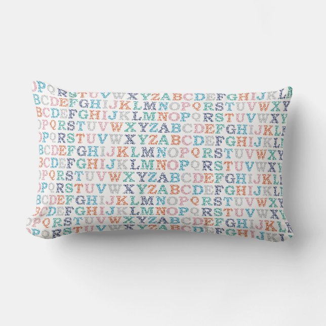 Coussin Rectangle Alphabet arc-en-ciel bulle drôle (Recto)