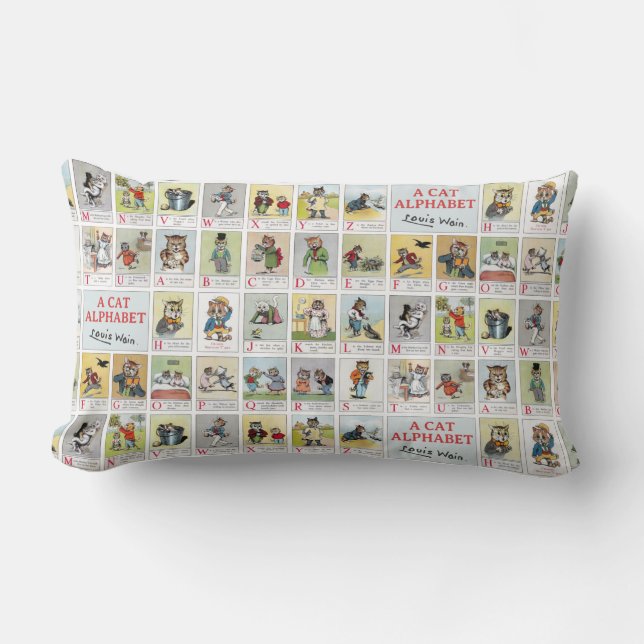 Coussin Rectangle Alphabet de chat, Louis Wain (Recto)