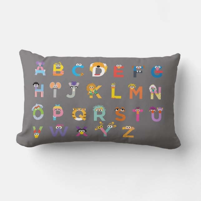 Coussin Rectangle Alphabet de rue Sésame personnalisable (Recto)
