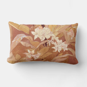 Coussin Rectangle Alphonse Mucha Art Nouveau Détail floral