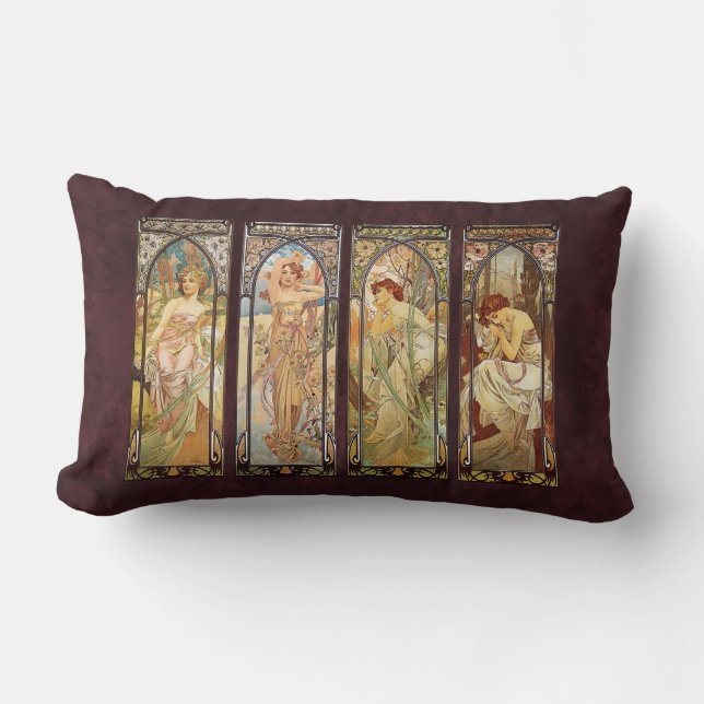 Coussin Rectangle Alphonse Mucha, Le Temps du Jour (Recto)